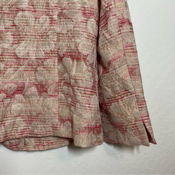 Habella Women’s L Vintage Pink Floral Metallic Blazer Jacket V Neck Y2K - Picture 9 of 9